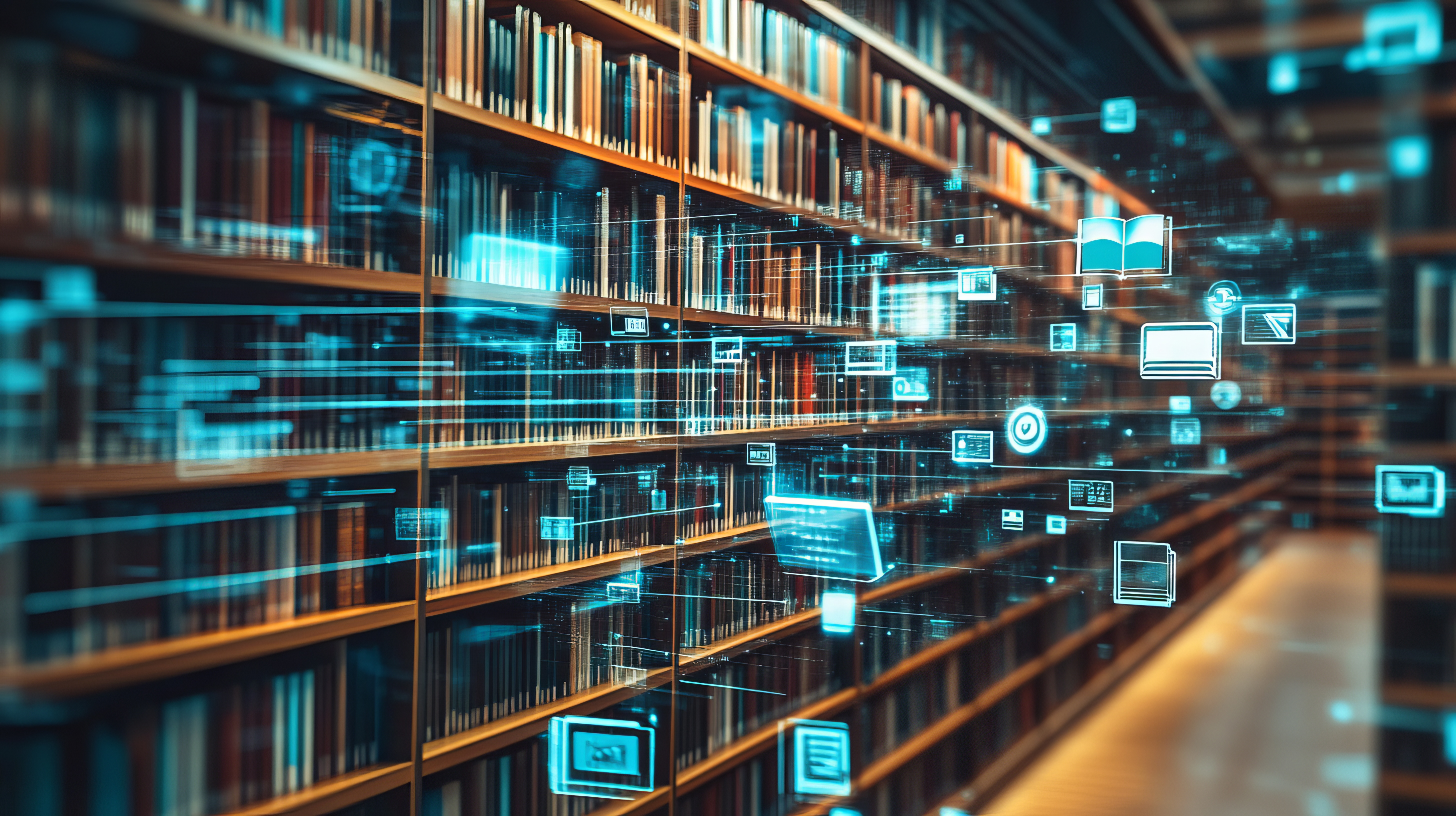 knihovna napůl reálná napůl digitální