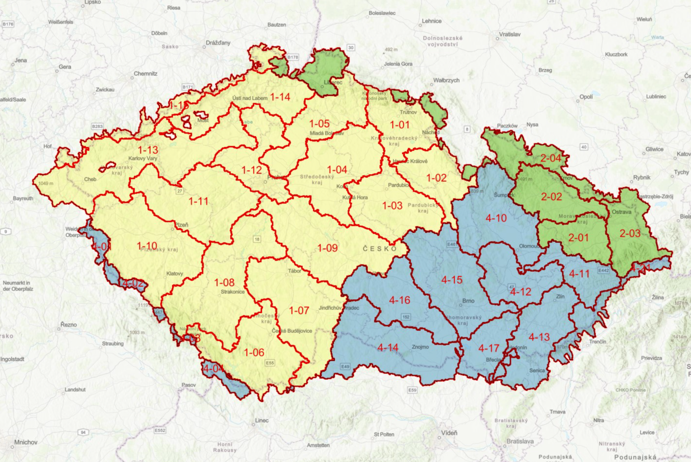 Mapa s rozvodnicemi
