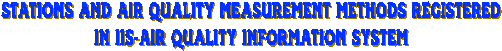 Stations and air quality measurement methods registered in IIS-Air Quality