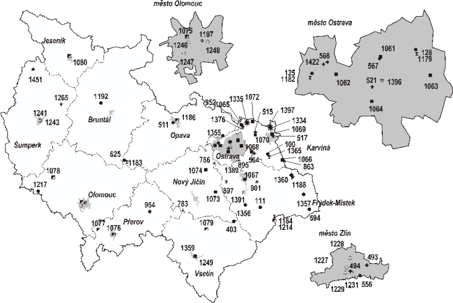Map of North Moravia