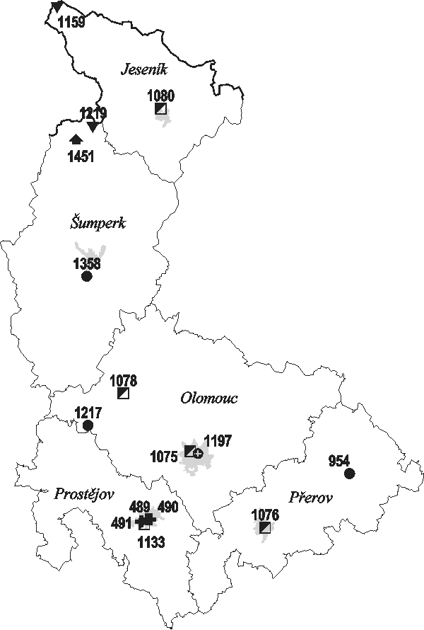 Mapa - Olomouck kraj