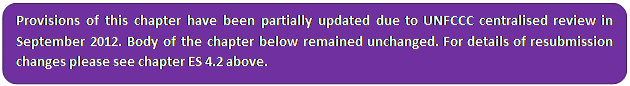 Zaoblený obdélník: Provisions of this chapter have been partially updated due to UNFCCC centralised review in September 2012. Body of the chapter below remained unchanged. For details of resubmission changes please see chapter ES 4.2 above.