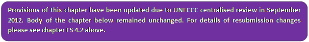 Zaoblený obdélník: Provisions of this chapter have been updated due to UNFCCC centralised review in September 2012. Body of the chapter below remained unchanged. For details of resubmission changes please see chapter ES 4.2 above.
